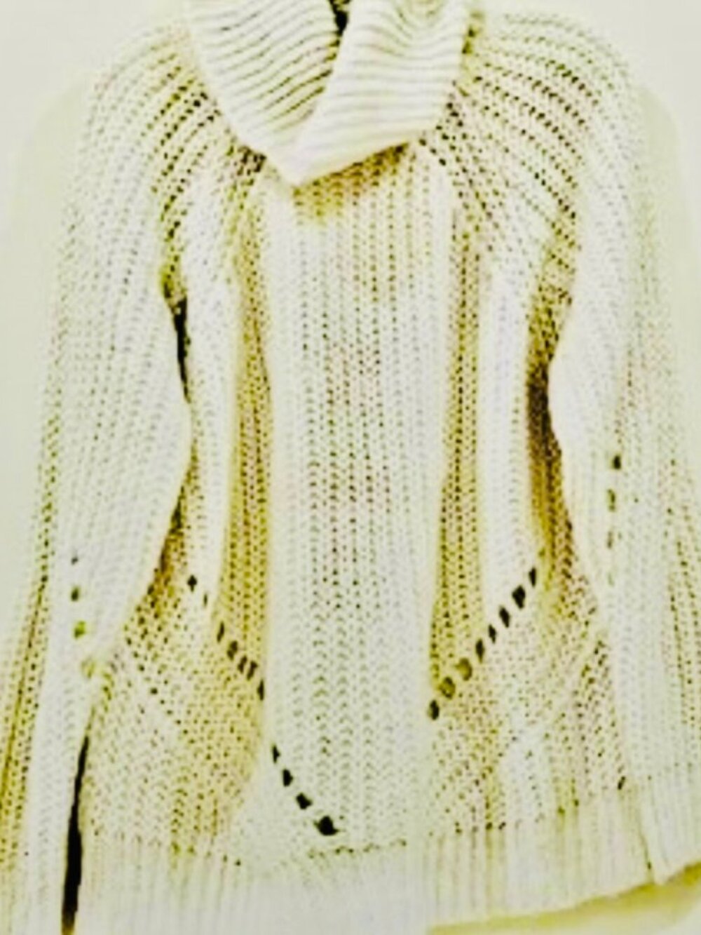 Cozy White Open Knit Turtleneck Sweater Cloth By Design